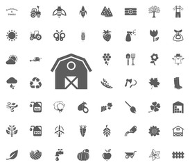 Barn icon. Gardening and tools vector icons set