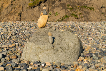 Stones at the pebble beach of Druidston Haven, Pembrokeshire, Dyfed, Wales, UK