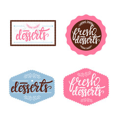 Set of retro badges with lettering for Cafe. Vector illustration.