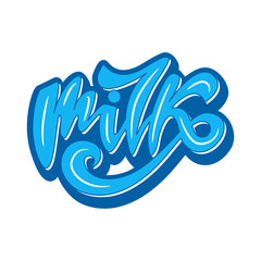 Banner Design with lettering Milk. Vector illustration.