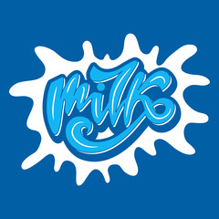 Banner Design with lettering Milk. Vector illustration.