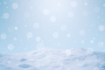 Winter blue landscape with falling white shining snow....