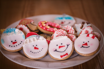 colourful selection of chrismas cookies in various shapes and colours