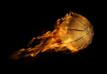 fiery basketball ball