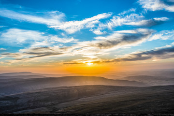 Sunset over Pen Y Fan, Mountain Range, Wales UK