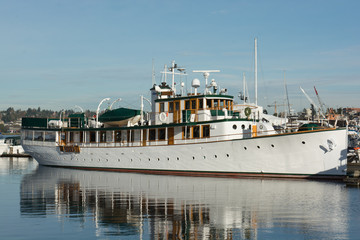 Classic Motor Yacht at Dock