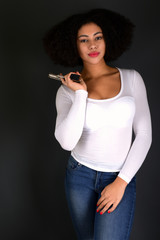 Fototapeta premium beautiful sexy girl holding gun