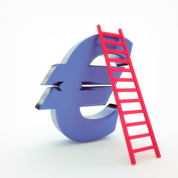 3d rendering of laddar with Euro sign block