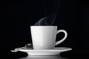 cup of coffe on a black background
