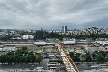 Obraz premium Busy Avenida Presidente Vargas in Downtown Rio de Janeiro, Brazil overlooking Guanabara Bay
