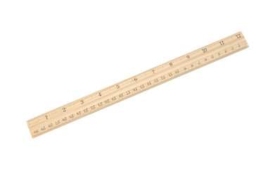 A wood ruler isolated over a white background