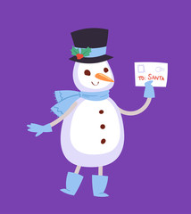 Snowman vector cute cartoon winter christmas character man holiday merry xmas snow people illustration