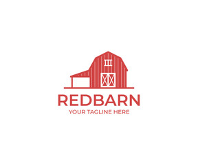 Red Barn Logo Template. Farm Vector Design. Building Illustration