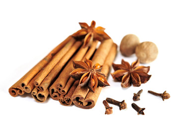 Anise star on cinnamon sticks