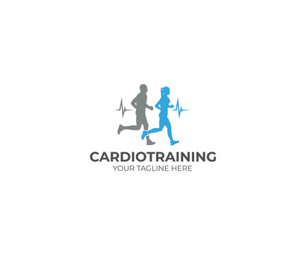 Running Cardio Training Logo Template. Athletes Vector Design. Sport illustration