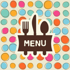 Fork, spoon and knife, tag for text. Flat design