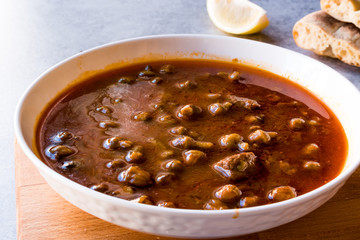 Homemade Okra Soup (Gumbo) with Bread.