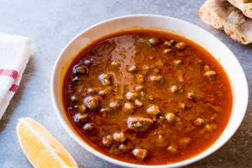 Homemade Okra Soup (Gumbo) with Bread.