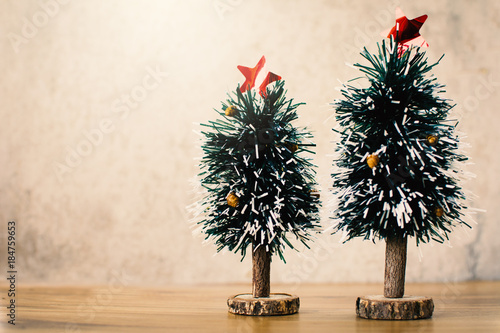 Mini Christmas Tree On Wood Hipster Tone Mini Christmas Tree On Wood Hipster Tone