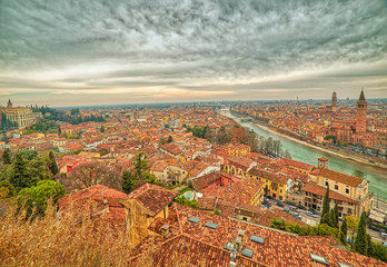 Roofs of Verona in Italy