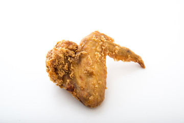 isolated fried chicken wing on white background