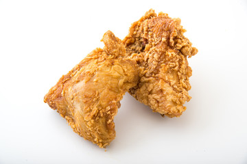 isolated fried chicken thighs on whte background