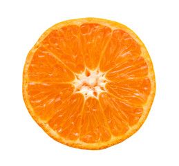 Slice of ripe tangerine isolated on white background