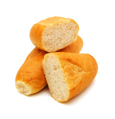 French rolls on a white background