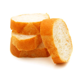 slices of white sandwich bread isolated on a white background