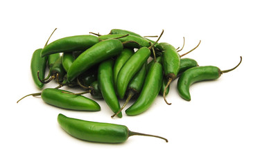 hot green pepper on white background, close up