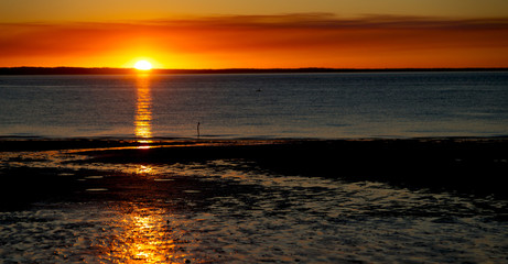 the sunset in the ocean concept of relax