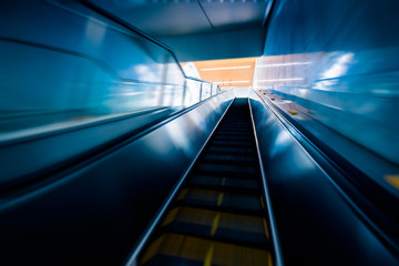 the escalator of the subway station in shanghai china.