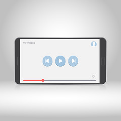Smartphone with video player on the screen