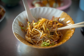 Fried Hokkien Noodles in the southern of Thailand, Phuket local Food