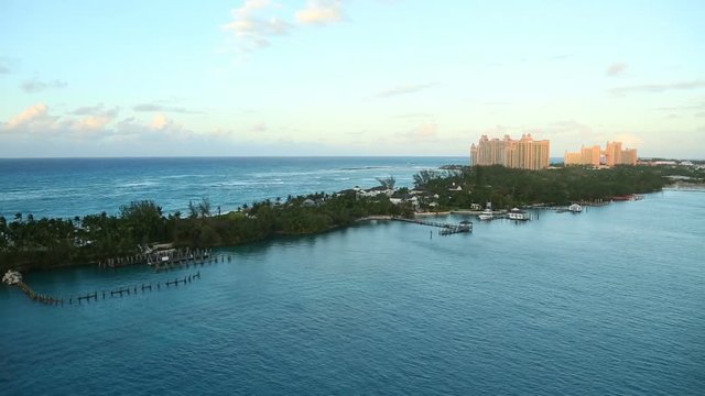 The beautiful coastline of Bahamas,camera movement, footage from cruise ship, Bahamas,august 2016.