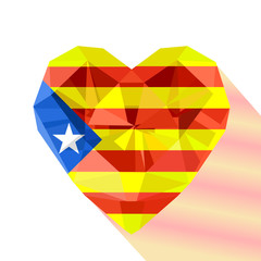 The Estelada. Heart with the flag of the Catalonia