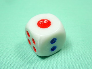  dice  on light green background