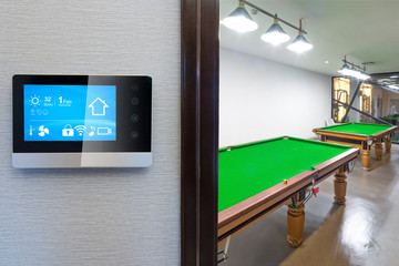 smart phone with smart home with modern gym