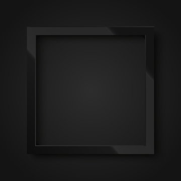 Realistic square shiny black frame for your design, poster or greeting card. Vector