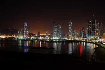 Fototapeta na wymiar Night View of Panama City, Panama