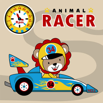Car racing cartoon vector 