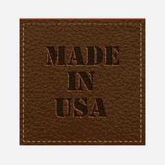 leather label for clothes on white background in vintage style vector illustration.