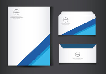 blue and white stationery template design