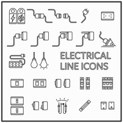 Electrical line icon graphic design, Set of electrical line icons