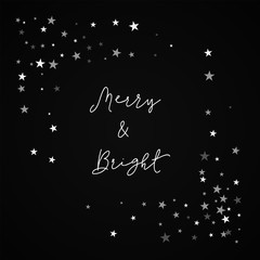 Merry & Bright greeting card. Random falling stars background. Random falling stars on black background.good-looking vector illustration.
