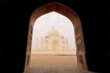 Taj Mahal seen through arch doorway 