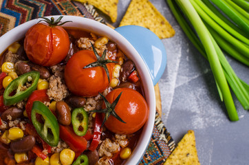 Traditional Mexican chili concarne