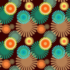 Raster illustration. Seamless floral colorful pattern.