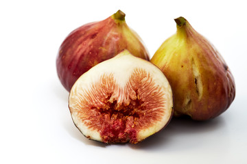Ripe sweet figs isolated on white