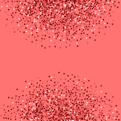 Red gold glitter. Abstract semicircle with red gold glitter on pink background. Resplendent Vector illustration.